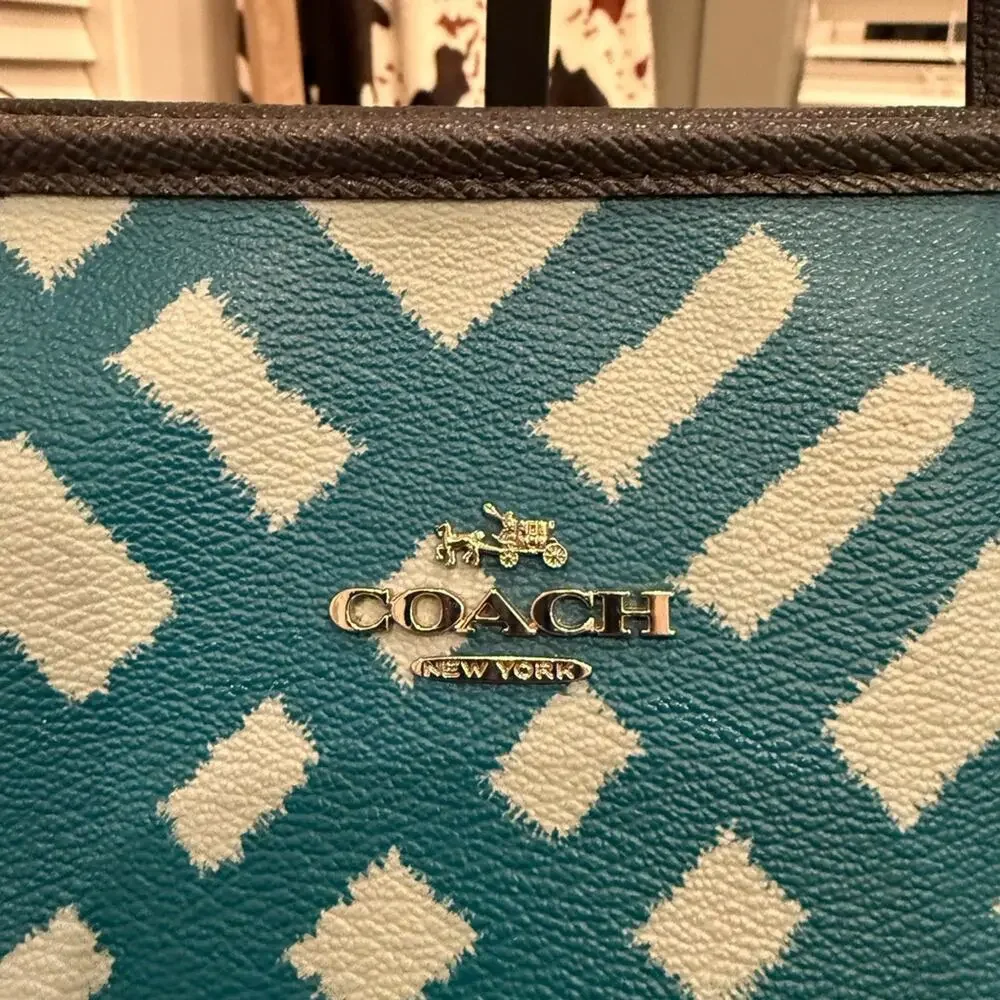 Coach City Teal Plaid Women's Tote